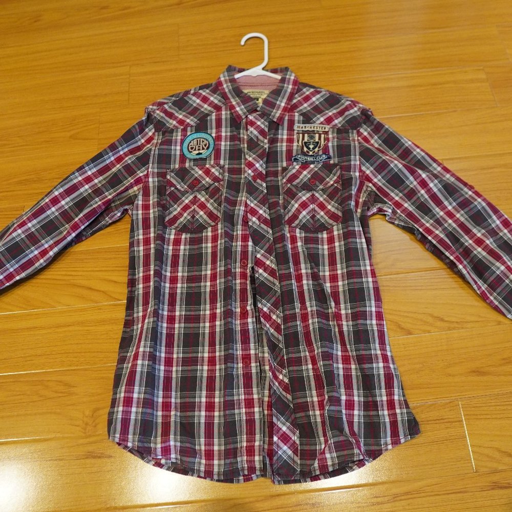 Manchester Football Club Button Up - Red Stripe